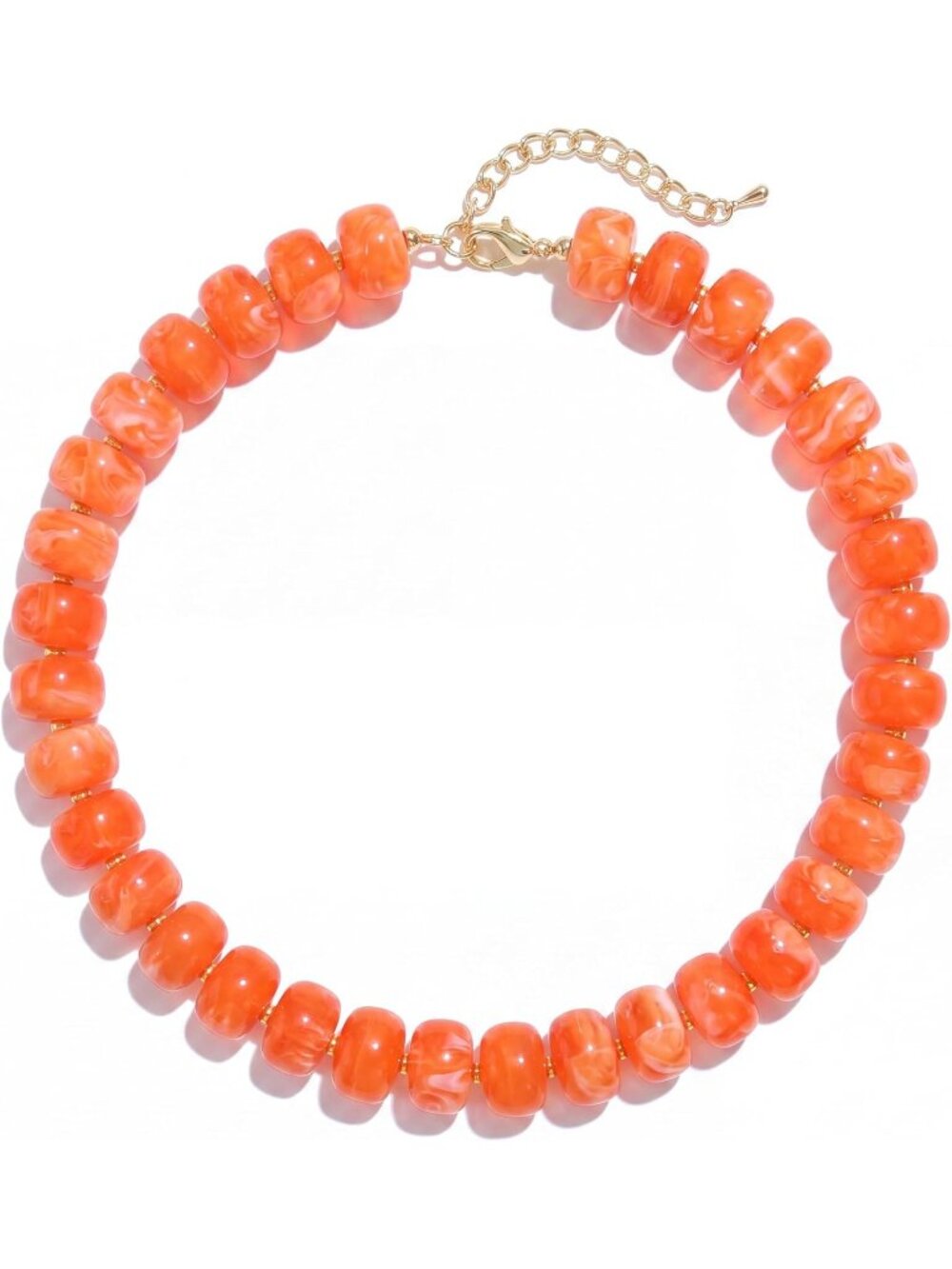 Women's Orange Chunky Acrylic Beaded Choker Statement Trendy Jewelry Gift